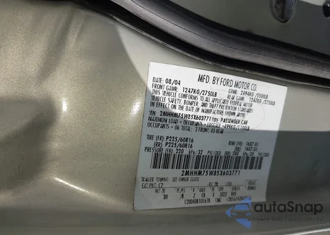 2005 Mercury Grand Marquis Ls/Lse z USA, uszkodzony, nr VIN 2MHHM75W85X603771